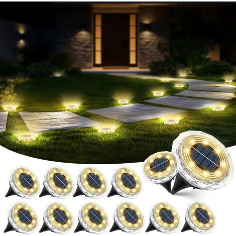 Set Mit 12 Verbesserten Solar-gartenleuchten, Automatische Ein-/ausschaltfunktion Für Einfahrt, Gehweg, Terrasse (warmweiß) [energieklasse C]