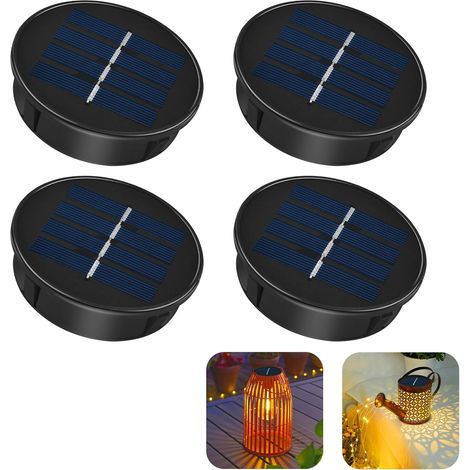 Set Mit 4 Ersatz-solarpanels Für 8 Cm Led-solarleuchten Für Außenlaternen, Eisenkonstruktion, Warmweiße Lampenabdeckung, Ersatzpanel Für [cl]-lampen