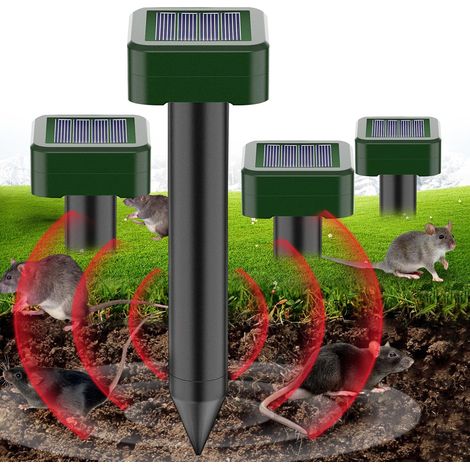 4-teiliges Maulwurfabwehr-set, Solarbetriebenes Ultraschall-maulwurfabwehrgerät Für Rasen Und Garten, Vertreibt Schnell Schlangen, Wühlmäuse, Eichhörnchen, Otter Und Eidechsen