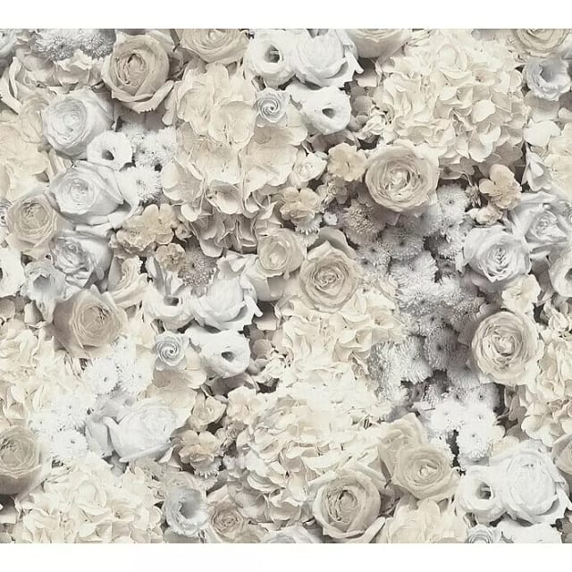 Bricoflor Shabby Chic Tapete mit Rosen Romantische Tapete für Schlafzimmer und Wohnzimmer Creme Weiße Vliestapete mit Rosenmuster