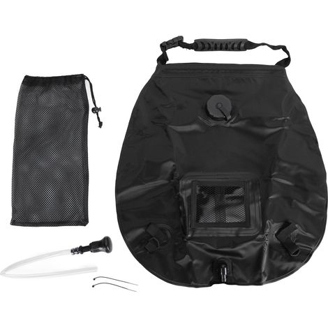 20-liter-solarduschtasche Mit Integriertem Thermometer – Schwarz, Ideal Für Camping, Wandern Und Strand