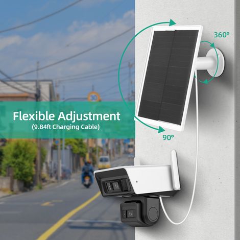 10-w-solarpanel Für Überwachungskameras, 5 V, Usb-c-anschluss, Ip65 Wasserdicht, 360° Verstellbare Halterung, Weiß