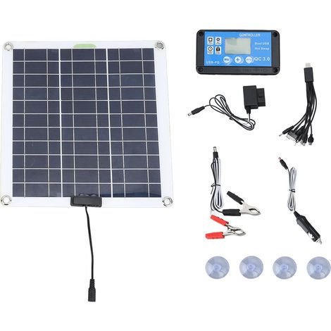 200-w-solarset Mit Monokristallinem Modul, Blauem Laderegler, 10-in-1-kabel Und Obd-anschluss Für Camping, Auto Und Boot