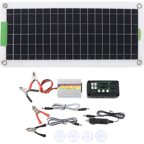 Tragbares 220-w-solarset Mit 30-w-monokristallinem Modul, 12-v-dc-zu-220-v-ac-wechselrichter Und Regler