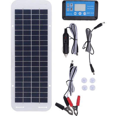 30-w-solarset Mit 100-a-laderegler, Blaues Polykristallines Panel Für Auto, Camping Und Outdoor-einsatz