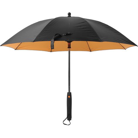 Gelber Solar-sonnenschirm Mit Integriertem Ventilator Und Sprühsystem, Für Strand, Wandern Und Outdoor-sportarten
