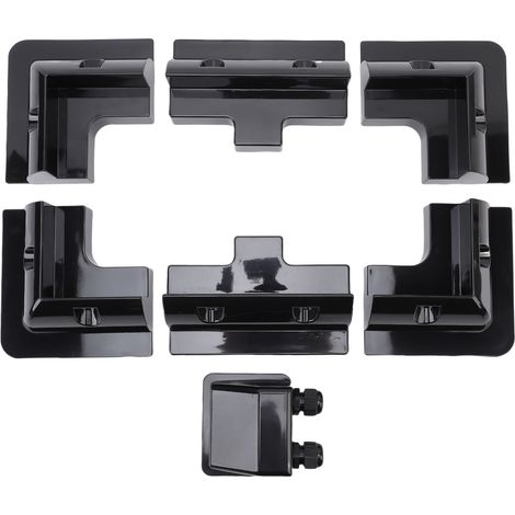 Abs-solarpanel-montagehalterung Mit Anschlussdose – Komplettset (4 Eckteile + 2 Seitenteile + 1 Dose) Schwarz