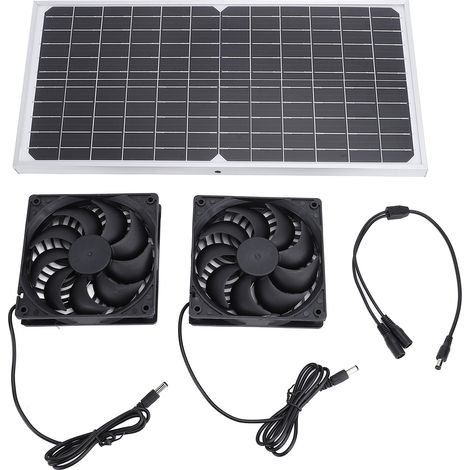 16-w-solar-abluftventilator – Monokristallines Solarpanel + 2 Ventilatoren Für Hühnerstall, Gewächshaus Oder Schuppen
