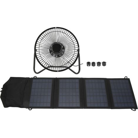 Tragbarer 14-w-solarventilator, 20 Cm, Zwei Usb-anschlüsse Zum Schnellen Aufladen Von Smartphones – Ideal Für Picknicks Und Den Einsatz Im Freien
