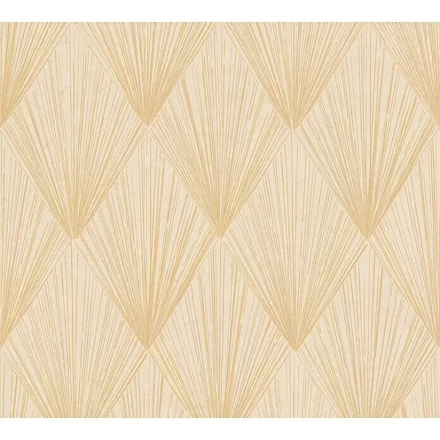 Bricoflor Edle Tapete in Creme Gold Metallic Vliestapete Der 20er Jahre Art Deco Mustertapete Elegant Ideal für Schlafzimmer und Badezimmer
