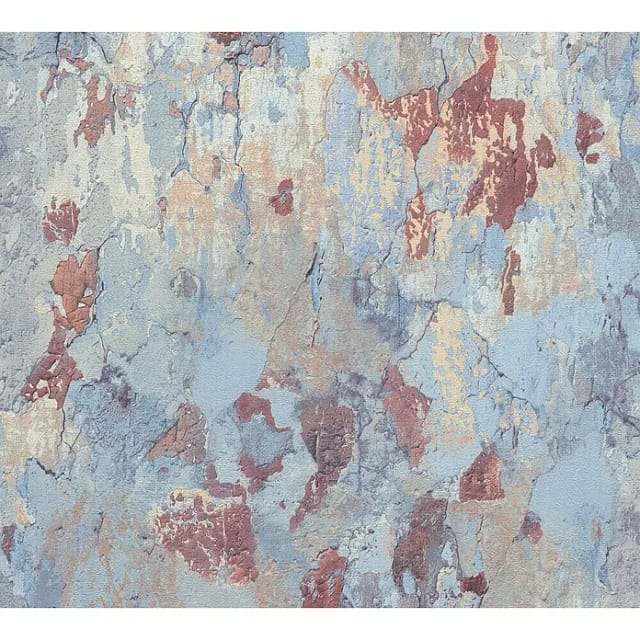 Bricoflor Used Look Tapete Hellblau Braun Vlies Mauertapete ausgefallen für Wohnzimmer und Esszimmer Vintage Vliestapete mit Mauer Design