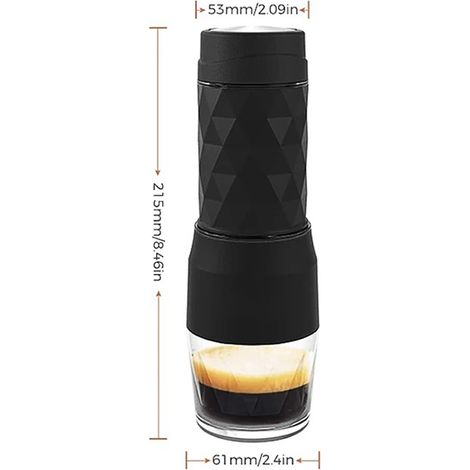 Tragbare 3-in-1-espressomaschine, Manuell, 18 Bar, Mit Milchaufschäumer, Kompatibel Mit Dg/nes-kapseln Und Gemahlenem Kaffee, Schwarz