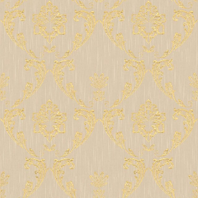 Bricoflor Ornament Tapete Beige Gold Barock Textiltapete mit Glitzer Metallic Effekt Textil Vliestapete Elegant Ideal für Wohnzimmer und Esszimmer