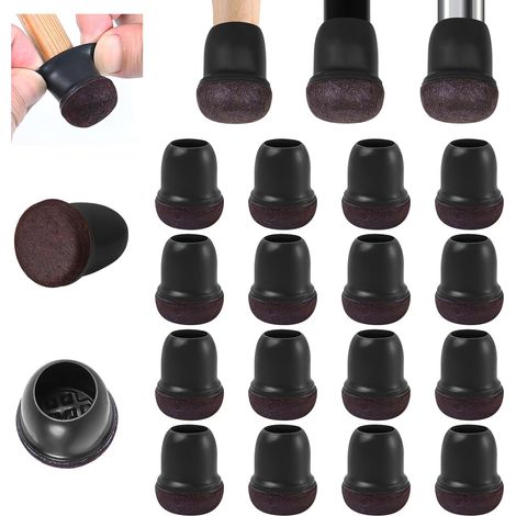 Stuhlbeinschoner, 12–20 Mm Silikon-stuhlgleiter Mit Verdicktem Filz, 16 Stück Schwarze Kleine Stuhlgleiter, Bodenschoner, Reduzieren Kratzer