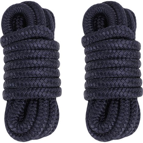 Doppelt Geflochtene Nylon-bootsfestmacherleinen, 12,7 Mm × 4,5 M, Marineblau, 2 Stück