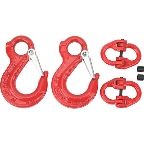 1,12 T Gleitösen-hebehaken – Chrom-molybdän-legierungsstahl – 4-teiliges Set Mit Doppelkarabiner