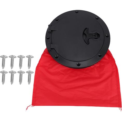 Runde Decksluke Für Kajak Und Boot – 6 Zoll Große, Schwarze, Wasserdichte Abs-abdeckung Mit Roter Tasche