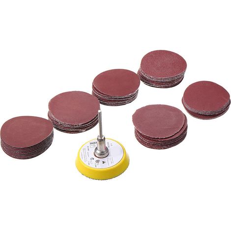 50-mm-schleifscheiben Aus Aluminiumoxid, Körnung 100 Bis 2000 (6 Verschiedene Typen × 10 Stück + Halter + Stange)