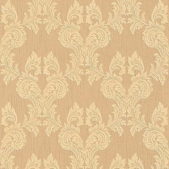 Bricoflor Ornament Tapete Gold Braun Rokoko Vliestapete mit Textil Muster für Wohnzimmer und Esszimmer Elegante Vlies Textiltapete mit Ornamenten