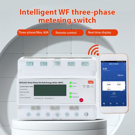 Dreiphasiger Wlan-smart-stromzähler Mit Prepaid-funktion Und Lcd-bildschirm Zur Verwaltung Über Die Tuya-app