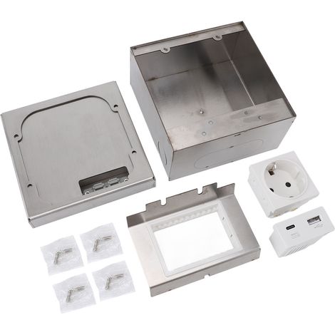 Ip44 Wasserdichte Edelstahl-bodeneinbausteckdose Für Boden Und Arbeitsplatte – 2 X 230v Steckdosen