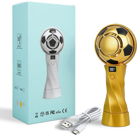 Fußball-handfächer 2026 – Gold Trophy Edition „wm-ventilator-kühler“ – Eiskühlung, Hochgeschwindigkeits-turbofunktion, 5000-mah-akku, 6 Geschwindigkeitsstufen – Premium-fußballdesign – Gold