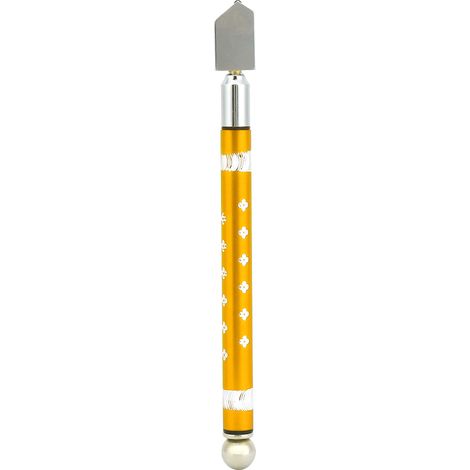 Glasschneider Mit Wolframkarbid-rolle, Gelb Eloxierter Aluminiumgriff – Präzise Und Ergonomisch