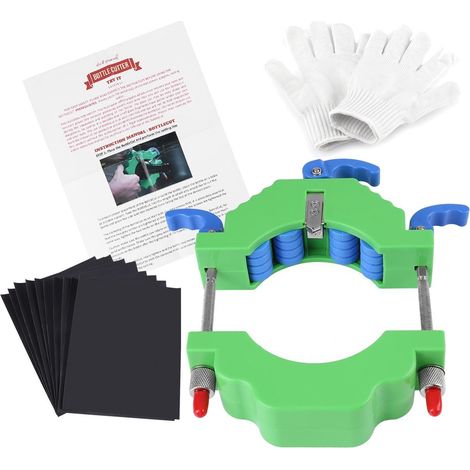 Glasflaschenschneider Für Wein, Bier Und Champagner – Komplettes Set Mit Schnittfesten Handschuhen Und 10 Blatt Wasserfestem Schleifpapier