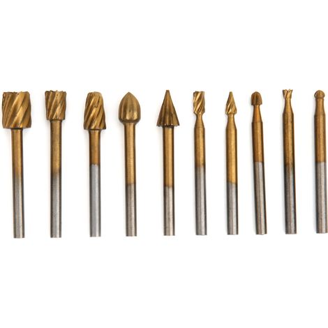 Titanbeschichteter Hss-rotationsfräser Für Holzgravuren – 10 Stück, 3,15 Mm Schaft, 40 Mm Länge