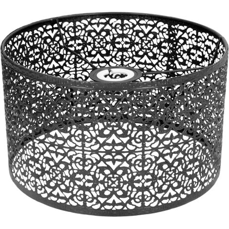 Schwarzer, Perforierter Metalllampenschirm – Kompatibel Mit E14/e27-leuchtmitteln, 25 Cm Durchmesser, Optimale Wärmeableitung