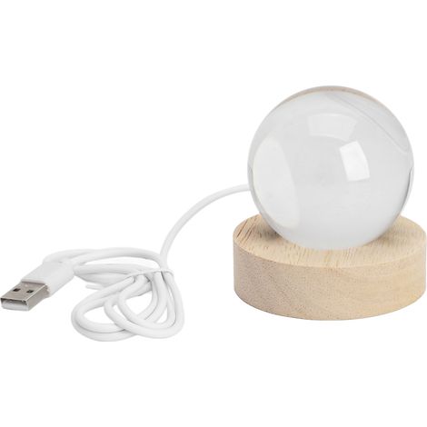 Kristalllampe Mit Sternen- Und Galaxienprojektion Auf Massivholzsockel – 5v Led-nachtlicht