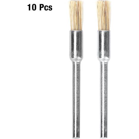 Weiße Polierbürste Mit Wildschweinborsten, Metallgriff, 3 X 5 Mm, 10er-packung