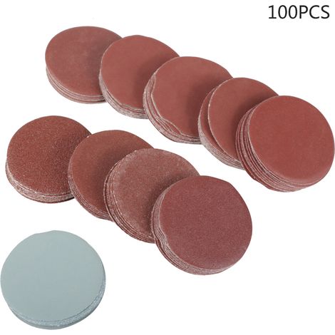 Schleifscheiben – 100 Stück, Verschiedene Körnungen (p80 Bis P3000), 50 Mm Durchmesser, Oxidiertes Aluminium