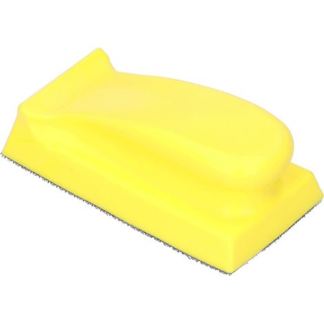 Rechteckiger Handschleifklotz Aus Pu-schaum, 135 X 70 Mm, Mit Selbstklebender Rückseite Zum Veredeln Und Lackieren Von Holz.