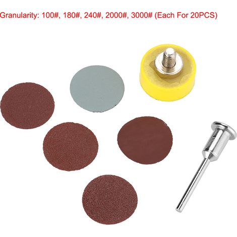 Runde Schleifscheiben Mit 25,4 Mm Durchmesser – 100 Stück (20 Stück Pro Körnung: 100/180/240/2000/3000) – Aluminiumoxid