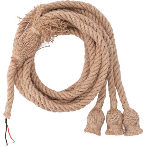 Vintage Hanfseil-pendelleuchte Mit 3 Leuchtenköpfen, 2 M Kabel, E27/e26 Fassungen, Für Den Innenbereich (100-240 V)