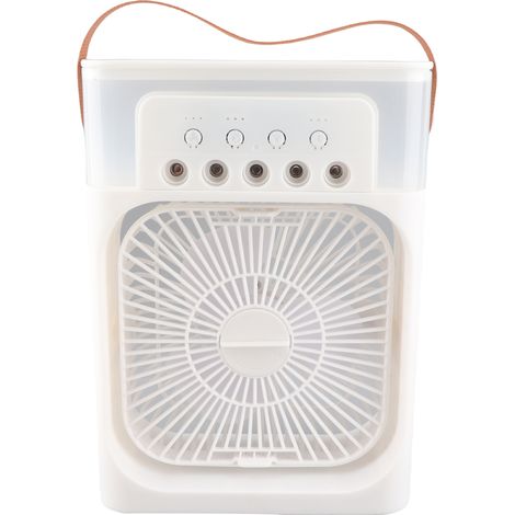 Tischventilator Mit Luftbefeuchter, Kompakter Luftkühler Mit 3 Geschwindigkeitsstufen, Einstellbarer Nebelfunktion Und Mehrfarbigem Led-licht.