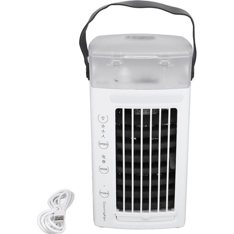 Tragbarer Ventilator Mit Klimaanlage, 480 Ml, 3 Geschwindigkeitsstufen, 7-farbiges Led-licht Für Büro, Schlafzimmer Oder Arbeitszimmer