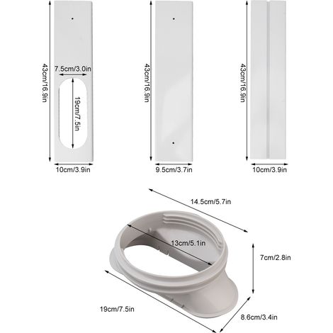 Tragbares Klimaanlagen-abluftset – Verstellbare, Luftdichte Pvc-paneele (43–140 Cm × 10 Cm) Für Schiebefenster