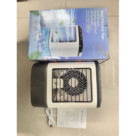 Tragbarer Kühlventilator Für Den Schreibtisch Mit 350-ml-kühlakku, 900-ml-wassertank, 3 Geschwindigkeitsstufen + Turbofunktion Und Doppelter Sprühfunktion