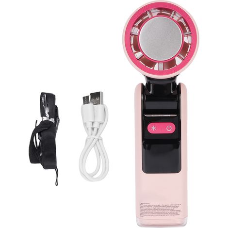 Wiederaufladbarer, Tragbarer Ventilator Mit Eiskühlung, Digitaler Led-anzeige, 100 Geschwindigkeitsstufen, Faltbar – Pink