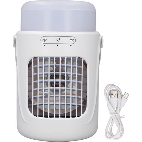 Tragbarer Klimaanlagenventilator Mit 3 Geschwindigkeitsstufen, 600-ml-wassertank, 6-stunden-timer Und 7-farbiger Led-beleuchtung.
