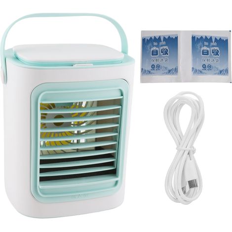 Tragbarer Ventilator Mit Usb-klimafunktion, Leisem Betrieb, 3 Geschwindigkeitsstufen Und Farbigen Lichtern Für Büro Und Schlafzimmer