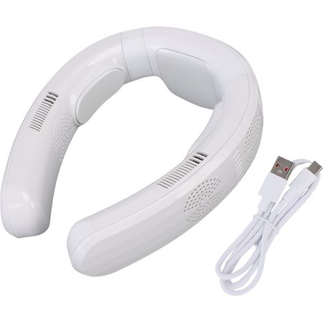 Tragbarer, Wendbarer Nackenventilator (kühlen/wärmen) Mit Halbleitertechnologie, Weiß, 3 Geschwindigkeitsstufen, 10000 Mah Akku
