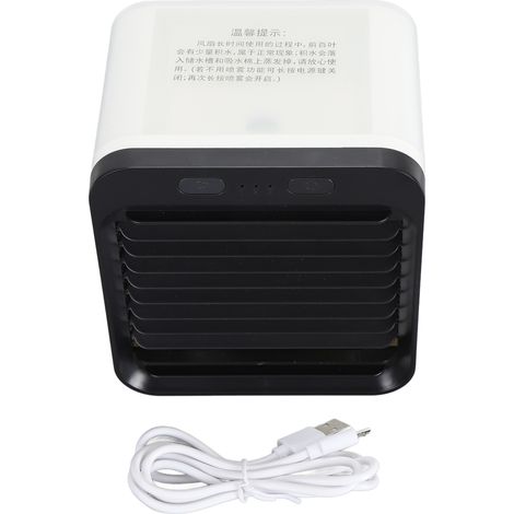 Tragbarer Ventilator Mit Sprühfunktion, 5000-mah-akku, 200-ml-wassertank, Leiser Betrieb, Schwarz-weiß