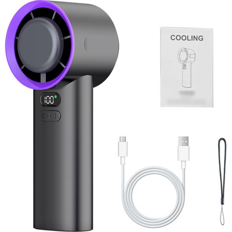 Tragbarer Ventilator Mit 100 Geschwindigkeitsstufen, Lcd-bildschirm, Eiskeramik-kühltechnologie Und Einem 4000-mah-akku.