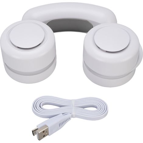 Wiederaufladbarer, Tragbarer Nackenventilator, 3 Geschwindigkeitsstufen, Halbleiterkühlung, Leise, Weiß