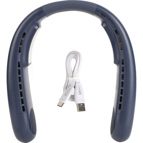 Tragbarer Nackenventilator Mit Halbleiterkühlung, 3 Geschwindigkeitsstufen, Usb-aufladbar, Blau