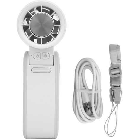 Tragbarer, Wiederaufladbarer Ventilator, 4000 Mah, 4 Geschwindigkeitsstufen, Halbleiterkühlung, Leise, Weiß