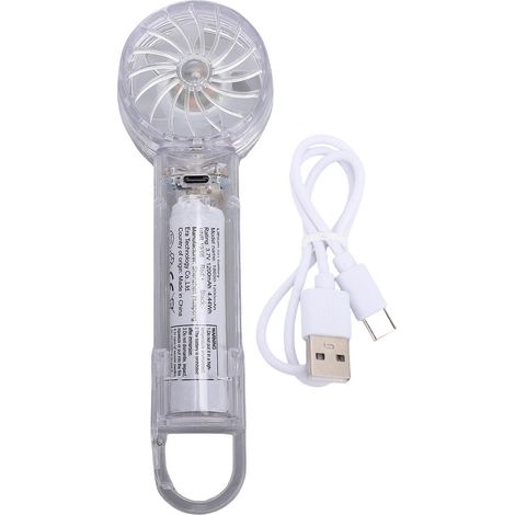 Freihändiger, Tragbarer Ventilator Mit 3 Geschwindigkeitsstufen + Kühlmodus, 1200-mah-akku, Transparentes Design